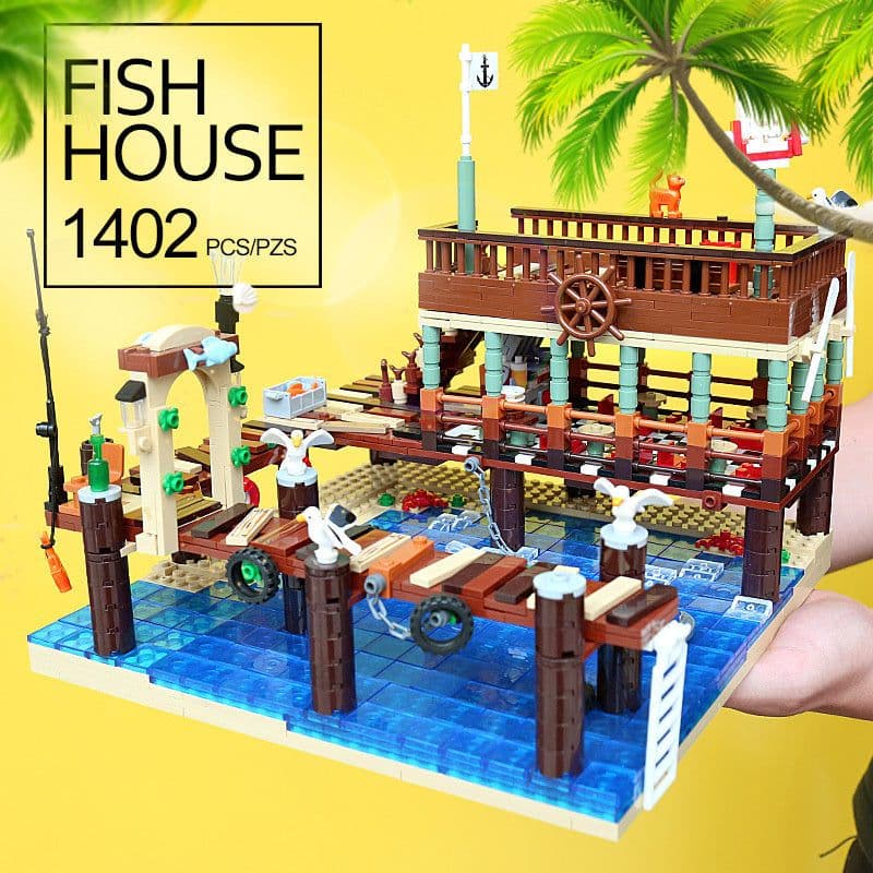 image-Blocks Bricks Old Fishing House Series Captain's Wharf Toys For Kids Christmas Gifts