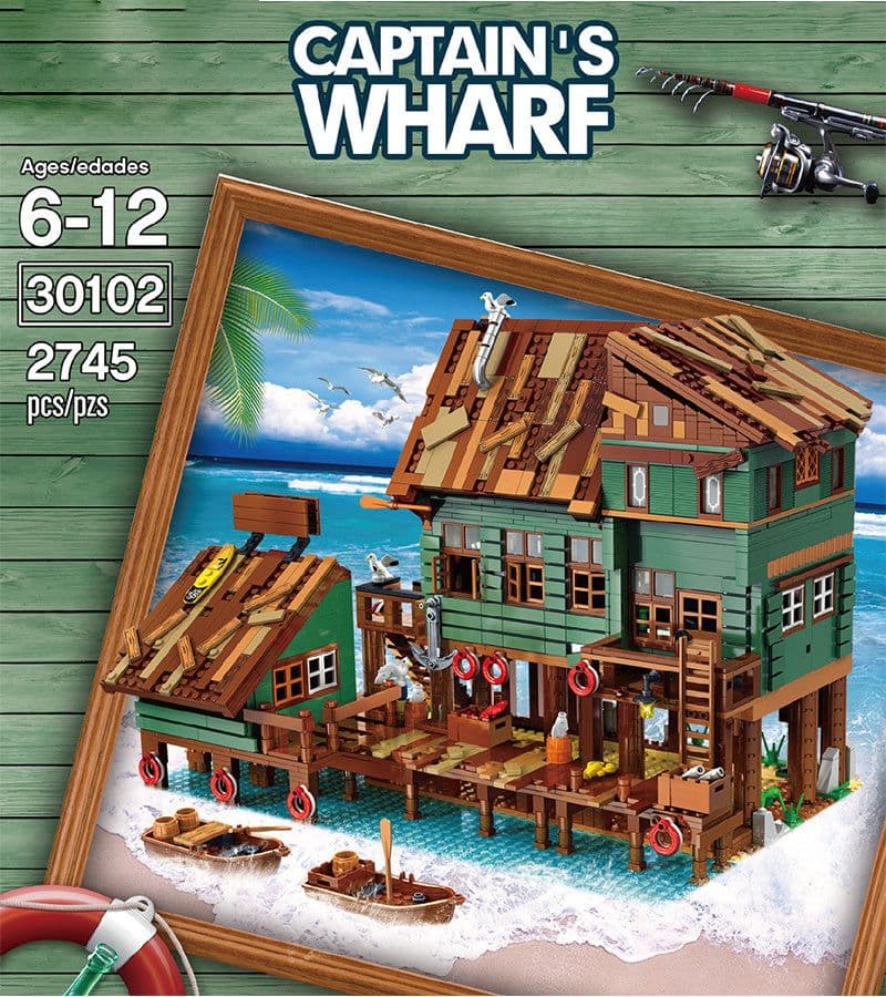 image-Blocks Bricks Old Fishing House Series Captain's Wharf Toys For Kids Christmas Gifts