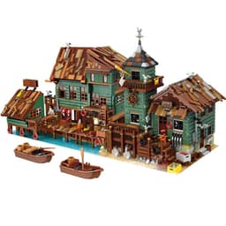 image-Blocks Bricks Old Fishing House Series Captain's Wharf Toys For Kids Christmas Gifts