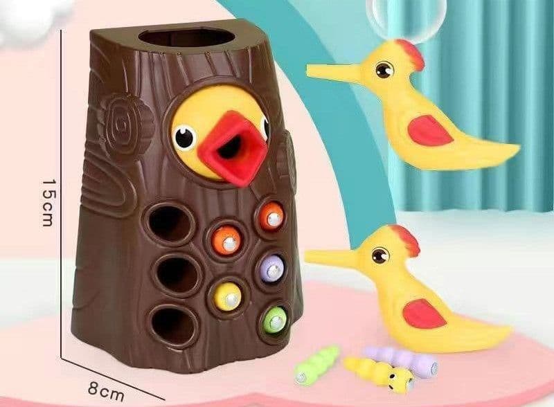 image-Family Toys Click Here For More OptionsWoodpecker Magnetic Catch The Worm Animal Feeding Game Small Birds Children Educate Fishing Toys Kit Kids Gift Set