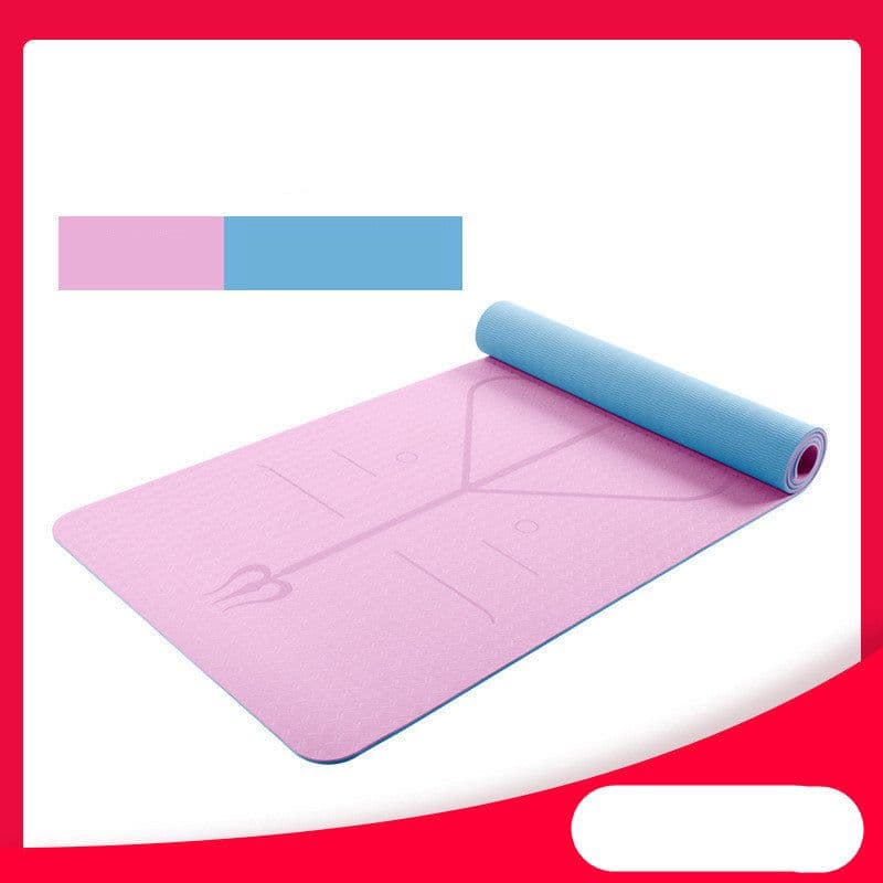 image-Yoga Mat Two-Color 6Mm Posture Line Yoga Mat Fitness Mat
