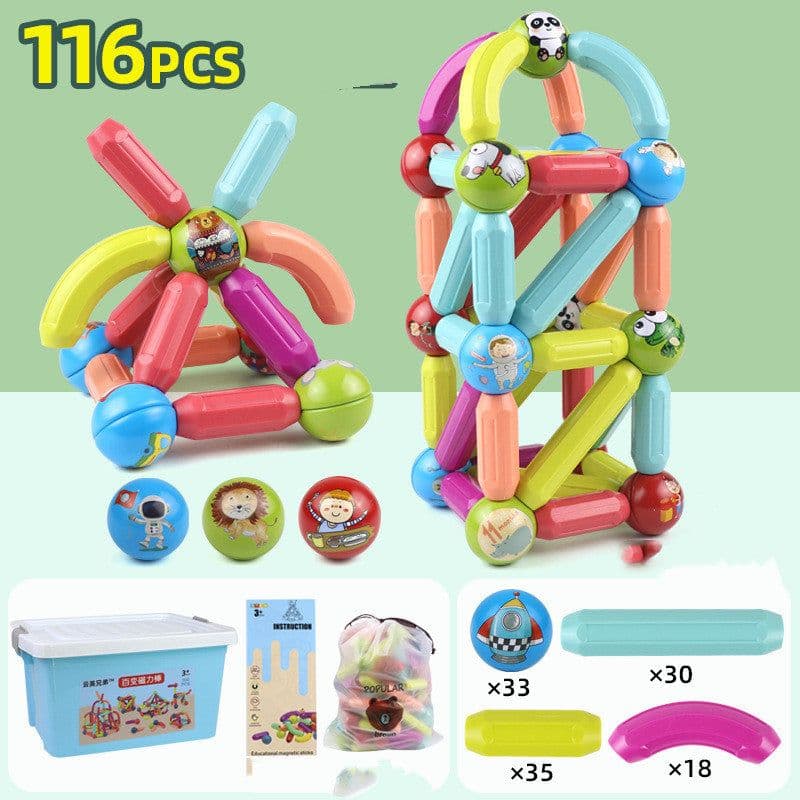 image-Big Size DIY Magnetic Construction Set Early Learning Constructor Variety Magnetic Rod Building Blocks For Children Toys Gift