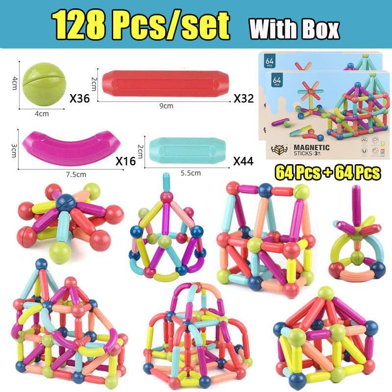 image-Big Size DIY Magnetic Construction Set Early Learning Constructor Variety Magnetic Rod Building Blocks For Children Toys Gift