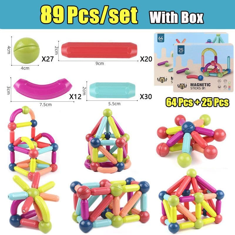 image-Big Size DIY Magnetic Construction Set Early Learning Constructor Variety Magnetic Rod Building Blocks For Children Toys Gift