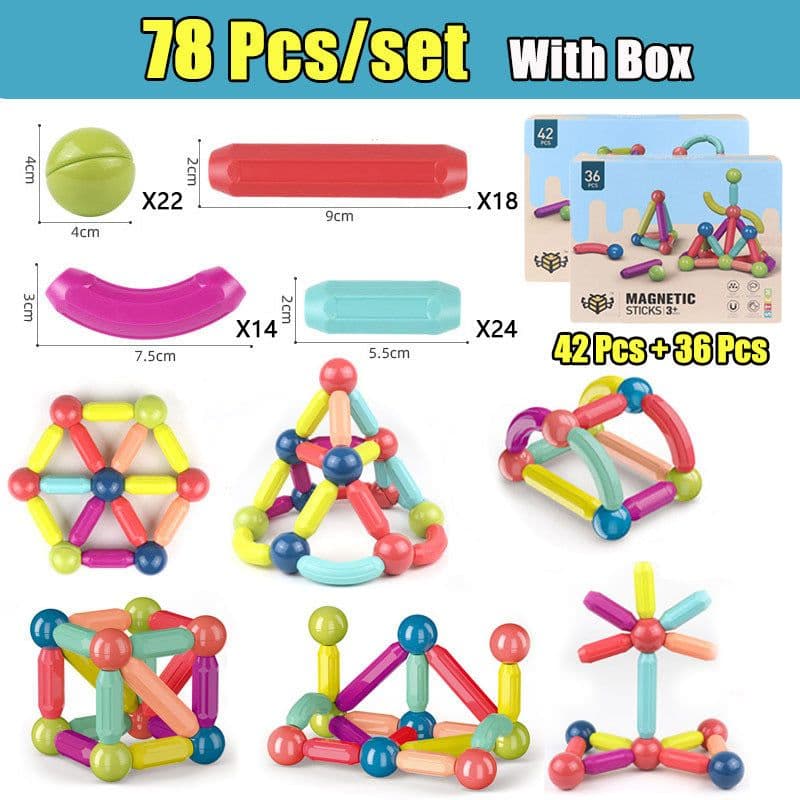 image-Big Size DIY Magnetic Construction Set Early Learning Constructor Variety Magnetic Rod Building Blocks For Children Toys Gift