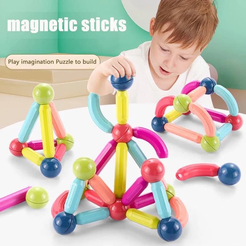 image-Big Size DIY Magnetic Construction Set Early Learning Constructor Variety Magnetic Rod Building Blocks For Children Toys Gift