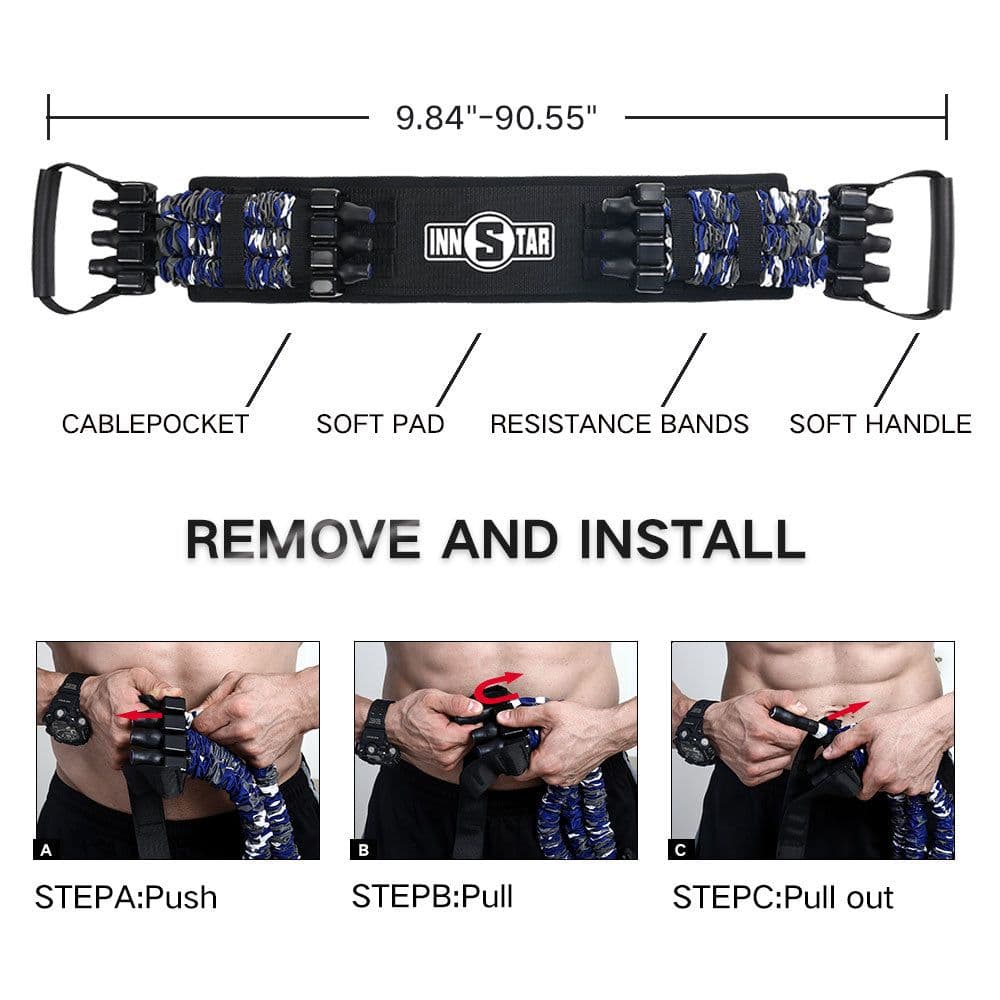 image-High Quality Latex Resistance Bands Set With Workout Bar Workout Bench Adjustable Home Exercise