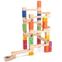 image-Children's Educational Parent-child Ball Track Slide Blocks Stacking High Marbles To Build Wooden Toys