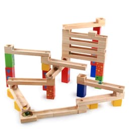 image-Children's Educational Parent-child Ball Track Slide Blocks Stacking High Marbles To Build Wooden Toys