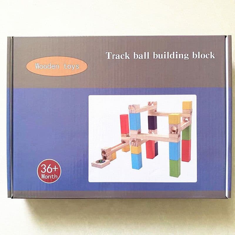 image-Children's Educational Parent-child Ball Track Slide Blocks Stacking High Marbles To Build Wooden Toys