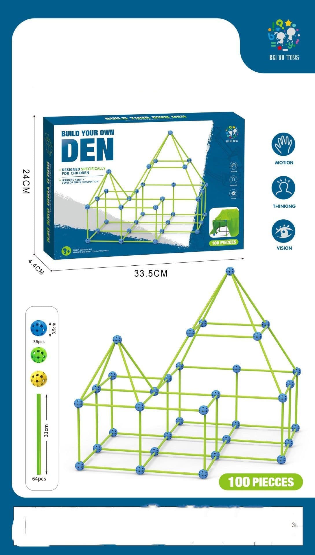 image-Fort Building Kit Construction Blocks Set Kids Toy Tents Fortress Builder Castles Tunnels Diy 3d Play House For Children Gift