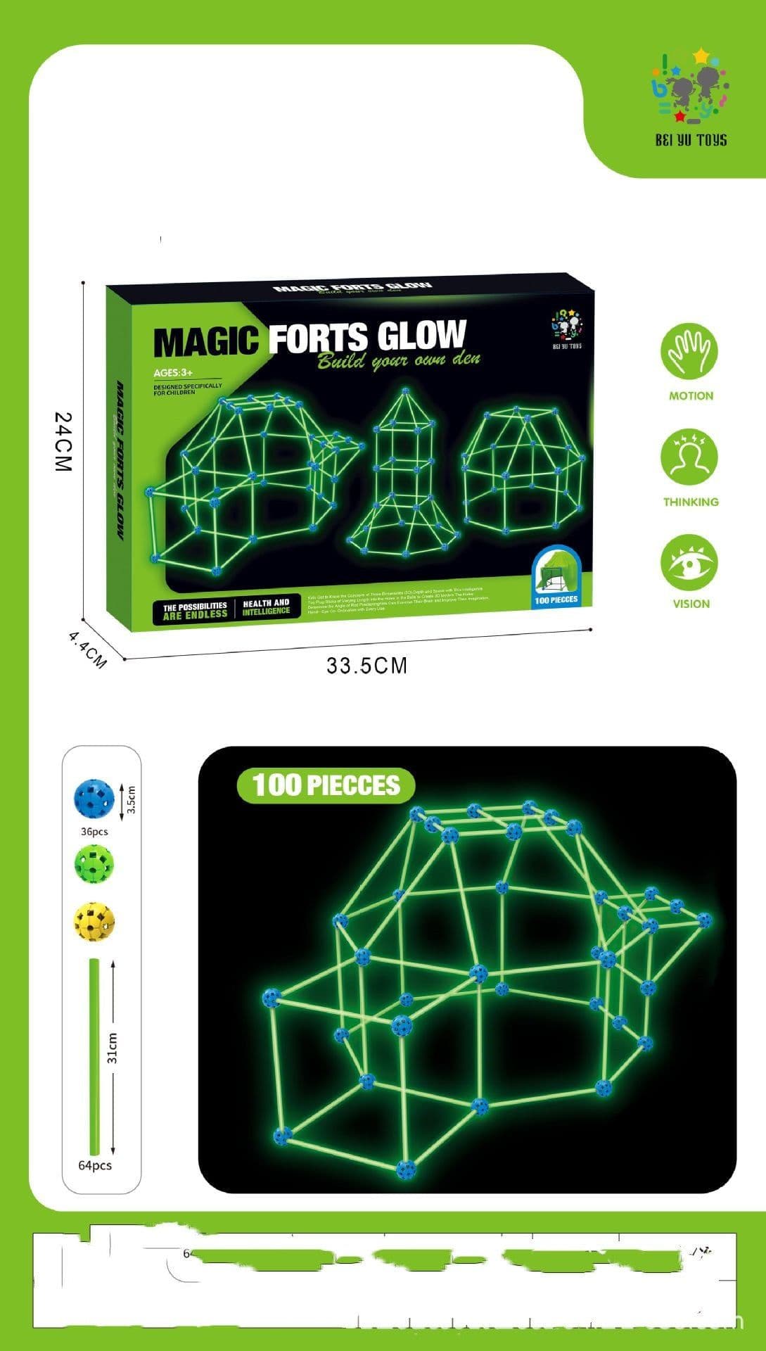image-Fort Building Kit Construction Blocks Set Kids Toy Tents Fortress Builder Castles Tunnels Diy 3d Play House For Children Gift