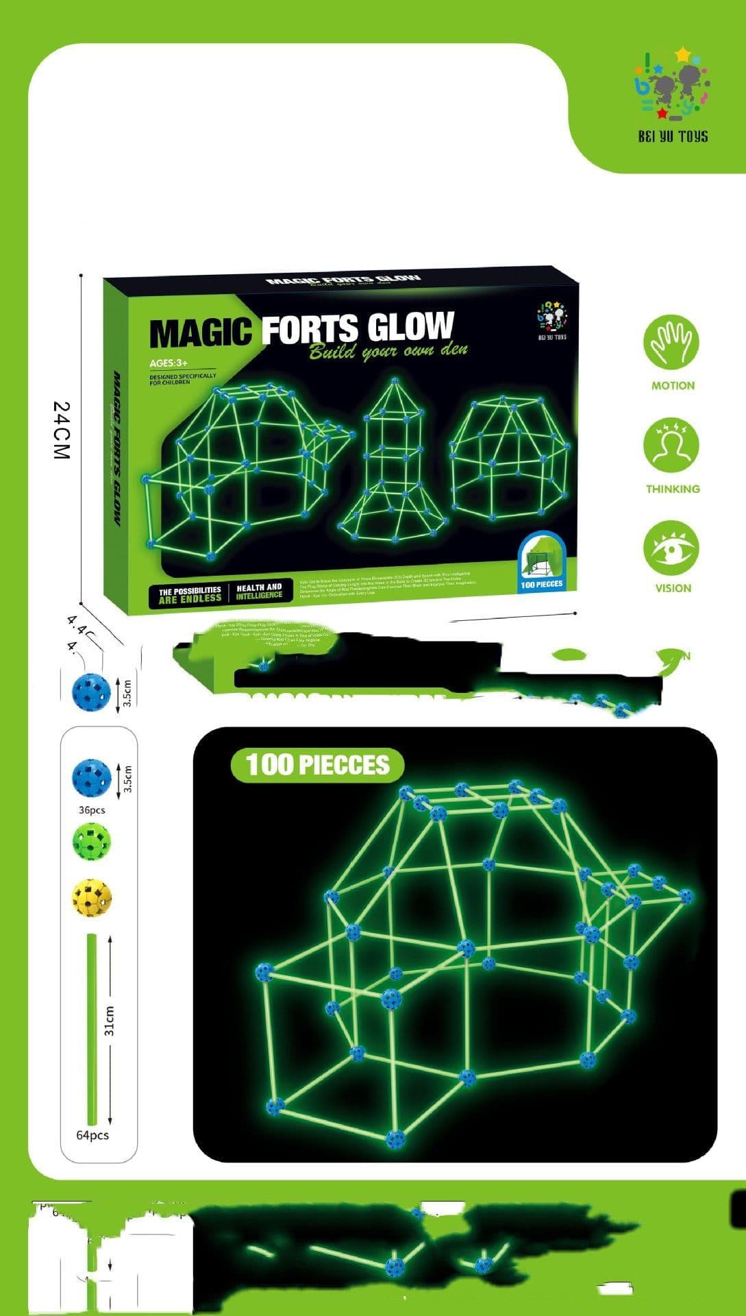 image-Fort Building Kit Construction Blocks Set Kids Toy Tents Fortress Builder Castles Tunnels Diy 3d Play House For Children Gift