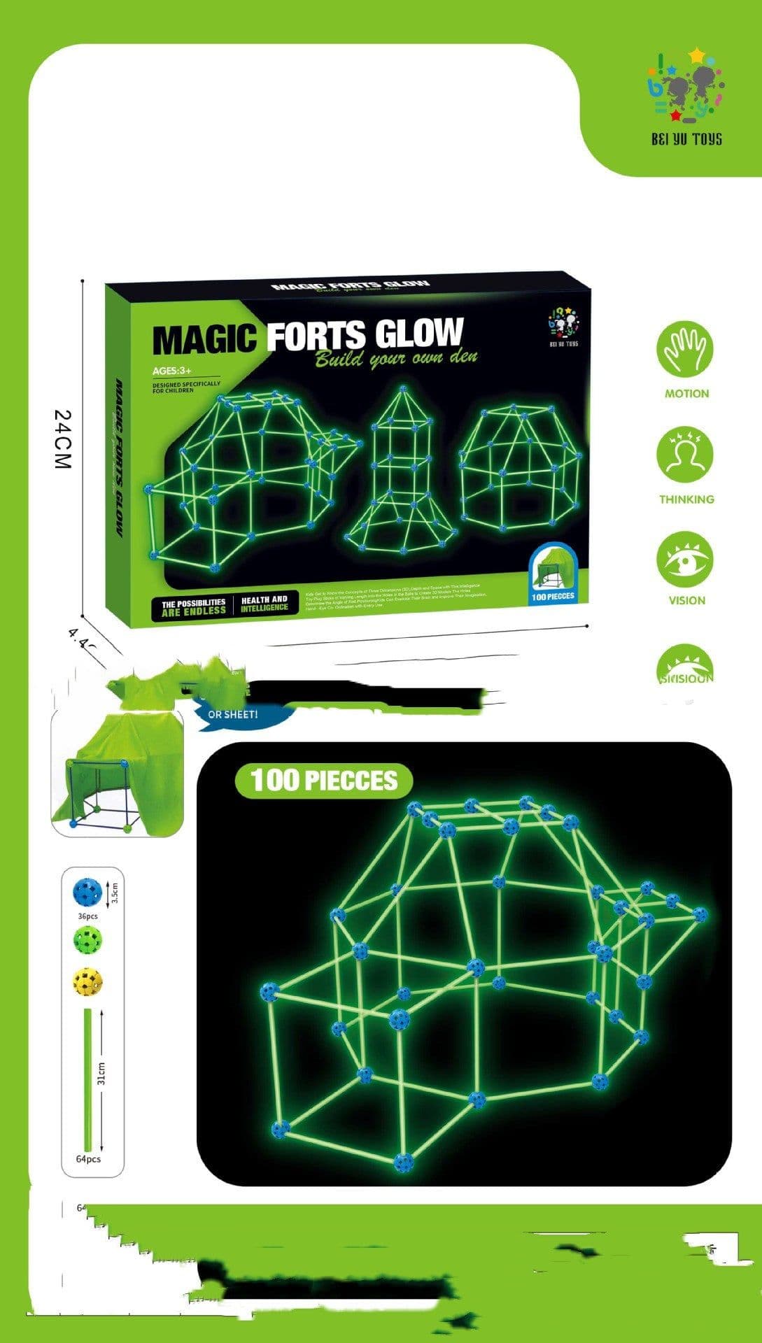 image-Fort Building Kit Construction Blocks Set Kids Toy Tents Fortress Builder Castles Tunnels Diy 3d Play House For Children Gift