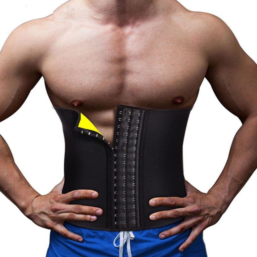 image-Neoprene Men's Corset Waist Belt Waist Trainer Abdomen Breast Buckle Body Shaping
