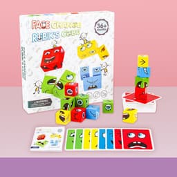 image-Wooden Expressions Toy Wooden Magic Cube Face Pattern Building Blocks Educational Montessori Toys Wooden Matching Block Puzzles