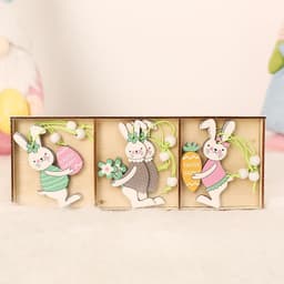 image-Easter Bunny Egg Animal Painting Pendant Wooden Crafts