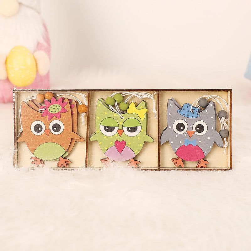 image-Easter Bunny Egg Animal Painting Pendant Wooden Crafts