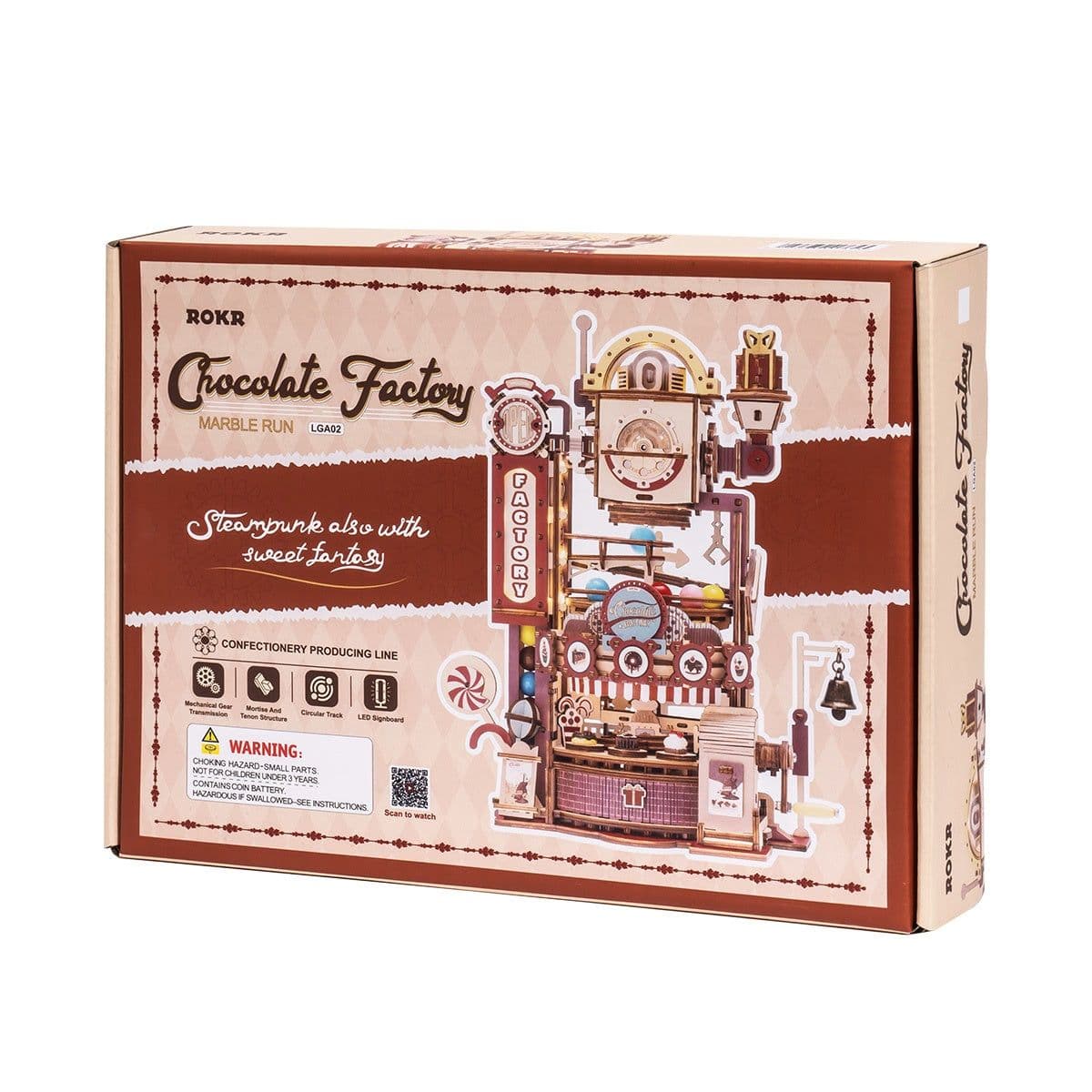 image-Robotime ROKR DIY Chocolate Factory 3D Wooden Puzzle Assembly Marble Run Toy Gift For Children Teens LGA02
