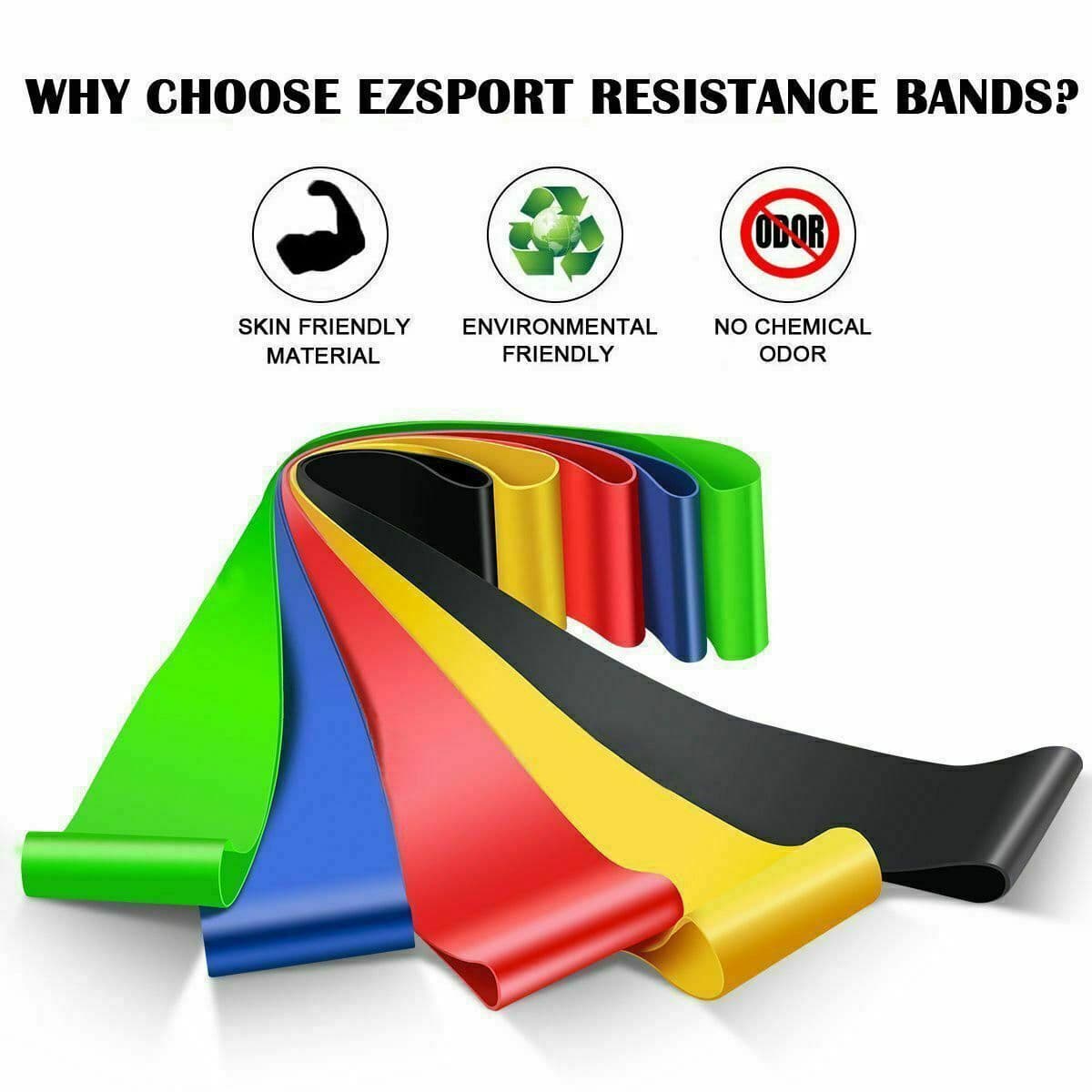 image-Resistance Bands Loop Set Of 5 Exercise Workout CrossFit Fitness Yoga Booty Band