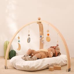 image-Triangle Rack Wooden Fitness Equipment Newborn Baby Crib Toy