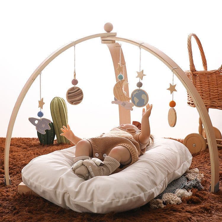 image-Triangle Rack Wooden Fitness Equipment Newborn Baby Crib Toy