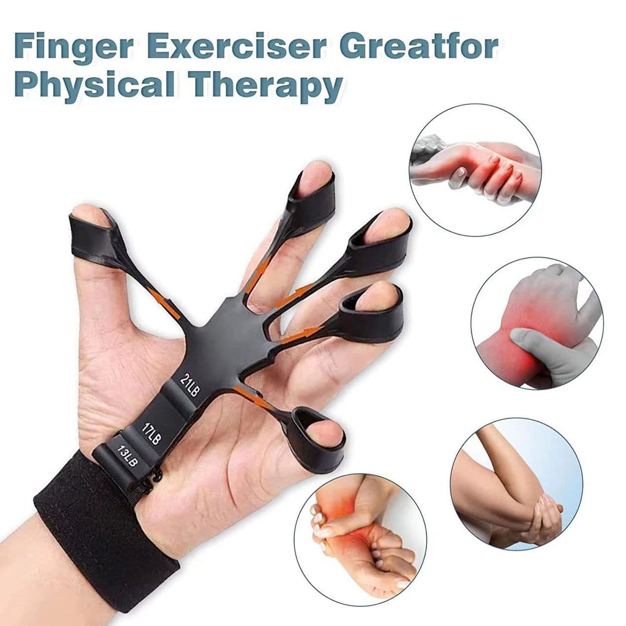 image-Silicone Grip Device Stretcher Finger Gripper Strength Trainer Strengthen Rehabilitation Training
