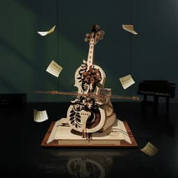 image-Robotime ROKR Magic Cello Mechanical Music Box Moveable Stem Funny Creative Toys For Child Girls 3D Wooden Puzzle AMK63