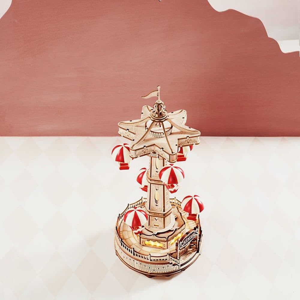 image-Robotime ROKR Parachute Tower DIY Music Box Moveable Magic Amusement Park For Kids Birthday Xmas Gifts 3D Wooden Puzzle