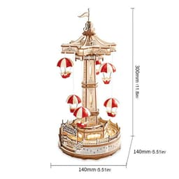 image-Robotime ROKR Parachute Tower DIY Music Box Moveable Magic Amusement Park For Kids Birthday Xmas Gifts 3D Wooden Puzzle