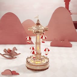 image-Robotime ROKR Parachute Tower DIY Music Box Moveable Magic Amusement Park For Kids Birthday Xmas Gifts 3D Wooden Puzzle