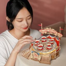 image-Robotime Rokr Tilt-A-Whirl The Tea Cup Amusement Park Series Building Toy Birthday Xmas Gifts For Kids Children 3D Wooden Puzzle