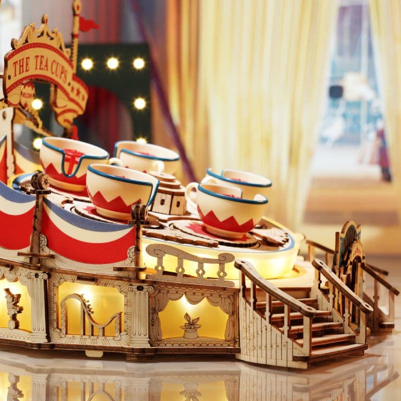 image-Robotime Rokr Tilt-A-Whirl The Tea Cup Amusement Park Series Building Toy Birthday Xmas Gifts For Kids Children 3D Wooden Puzzle