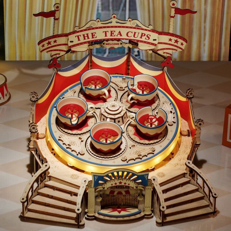 image-Robotime Rokr Tilt-A-Whirl The Tea Cup Amusement Park Series Building Toy Birthday Xmas Gifts For Kids Children 3D Wooden Puzzle