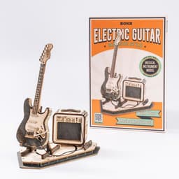 image-Robotime Rokr Electric Guitar Model Gift For Kids Assembly Creative Toys Building Block Set 3D Wooden Puzzle TG605K
