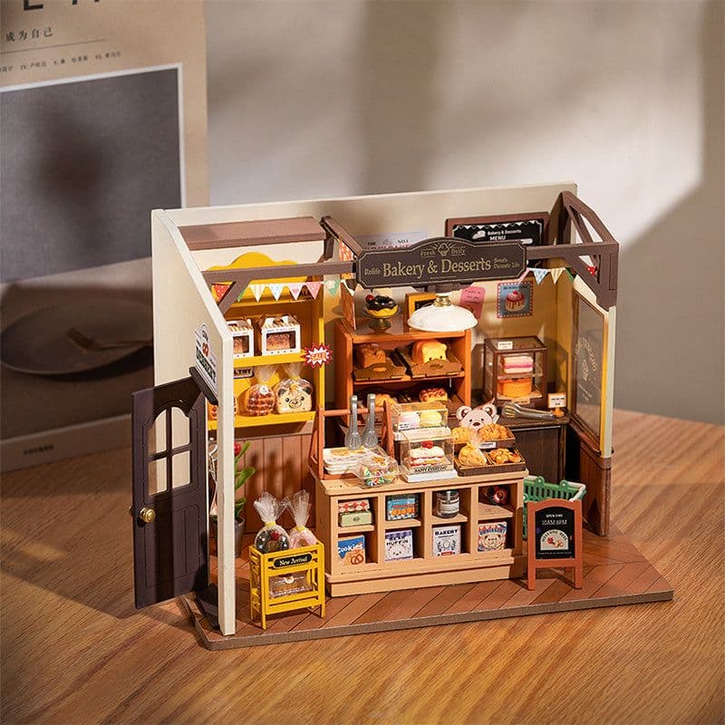 image-Robotime Rolife Becka's Baking House DIY Miniature House For Kids Children 3D Wooden Assembly Toys Easy Connection Home Decorate