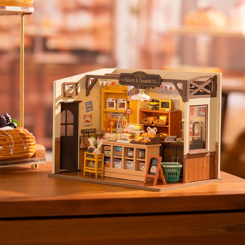 image-Robotime Rolife Becka's Baking House DIY Miniature House For Kids Children 3D Wooden Assembly Toys Easy Connection Home Decorate