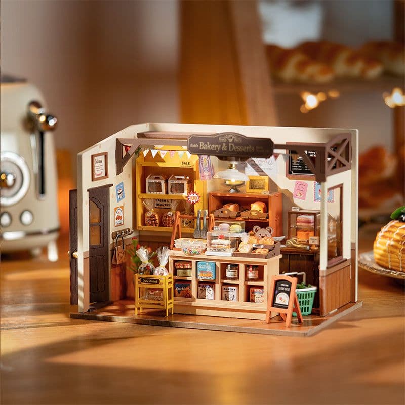 image-Robotime Rolife Becka's Baking House DIY Miniature House For Kids Children 3D Wooden Assembly Toys Easy Connection Home Decorate