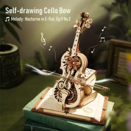 image-Robotime ROKR Magic Cello Mechanical Music Box Moveable Stem Funny Creative Toys For Child Girls 3D Wooden Puzzle AMK63