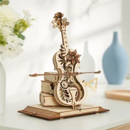 image-Robotime ROKR Magic Cello Mechanical Music Box Moveable Stem Funny Creative Toys For Child Girls 3D Wooden Puzzle AMK63