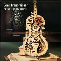 image-Robotime ROKR Magic Cello Mechanical Music Box Moveable Stem Funny Creative Toys For Child Girls 3D Wooden Puzzle AMK63