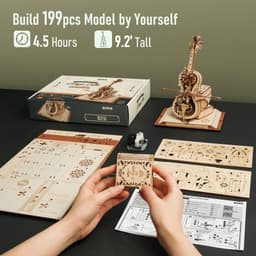 image-Robotime ROKR Magic Cello Mechanical Music Box Moveable Stem Funny Creative Toys For Child Girls 3D Wooden Puzzle AMK63