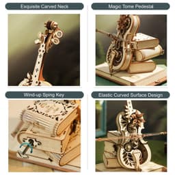 image-Robotime ROKR Magic Cello Mechanical Music Box Moveable Stem Funny Creative Toys For Child Girls 3D Wooden Puzzle AMK63