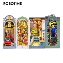 image-Robotime Rolife Book Nooks Series Stories In Books 4 Kinds DIY Wooden Miniature House Furniture Sakura Densya TGB01 Dropshipping