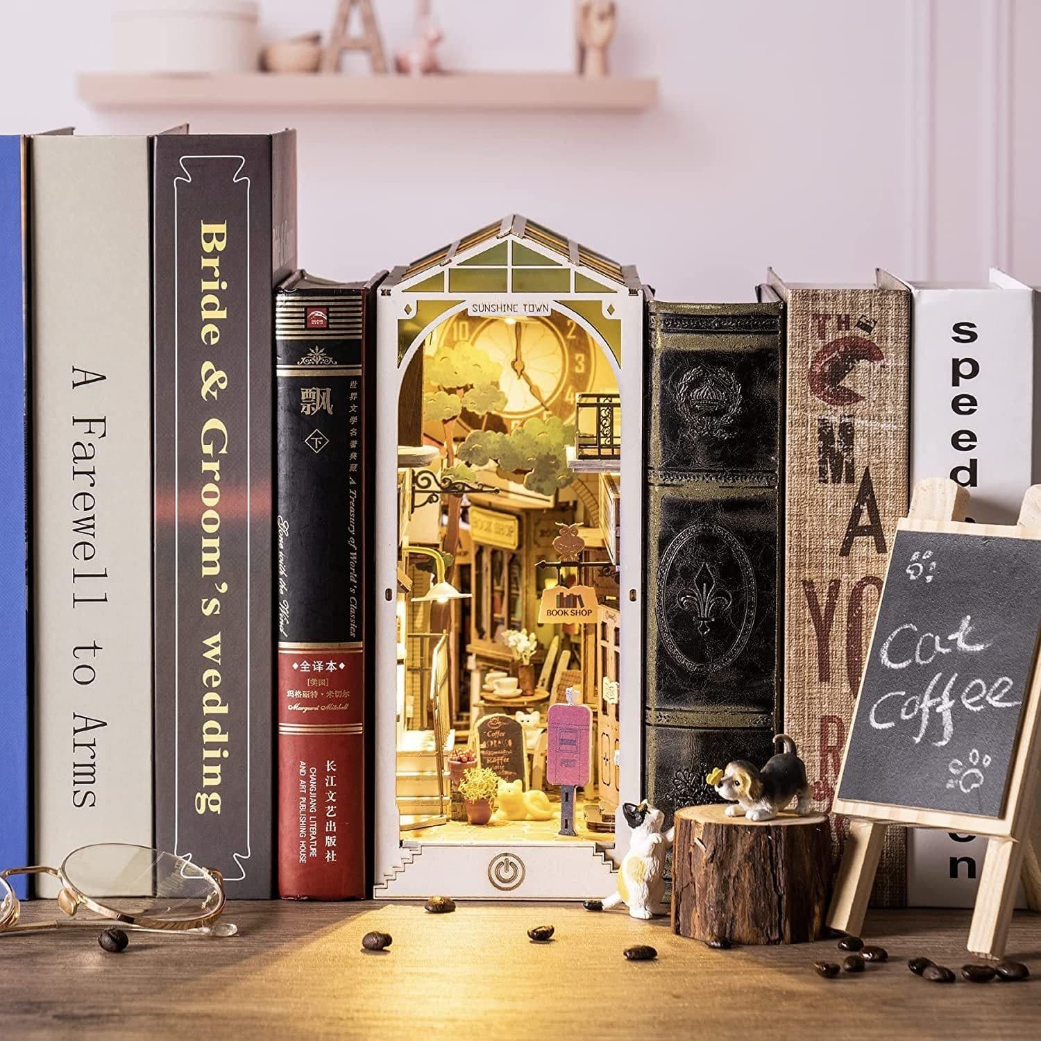 image-Robotime Rolife Book Nooks Series Stories In Books 4 Kinds DIY Wooden Miniature House Furniture Sakura Densya TGB01 Dropshipping