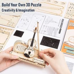 image-Robotime ROKR Violin Capriccio Model 3D Wooden Puzzle Easy Assembly Kits Musical DIY Gifts For Boys&Girls Building Blocks TG604K