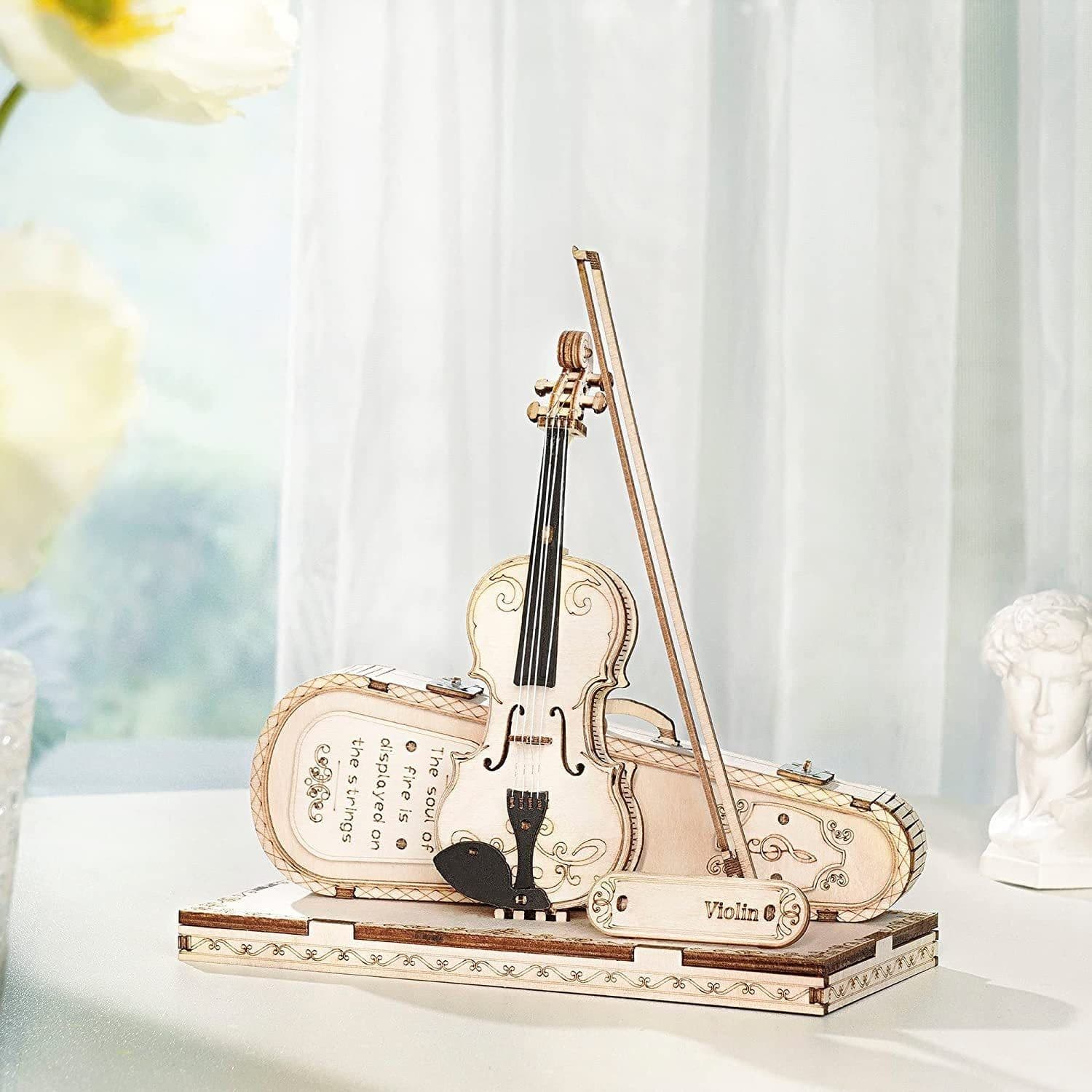 image-Robotime ROKR Violin Capriccio Model 3D Wooden Puzzle Easy Assembly Kits Musical DIY Gifts For Boys&Girls Building Blocks TG604K