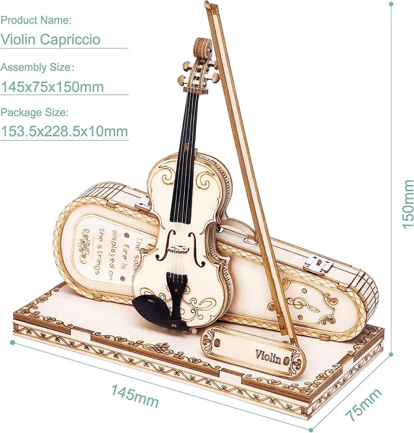 image-Robotime ROKR Violin Capriccio Model 3D Wooden Puzzle Easy Assembly Kits Musical DIY Gifts For Boys&Girls Building Blocks TG604K