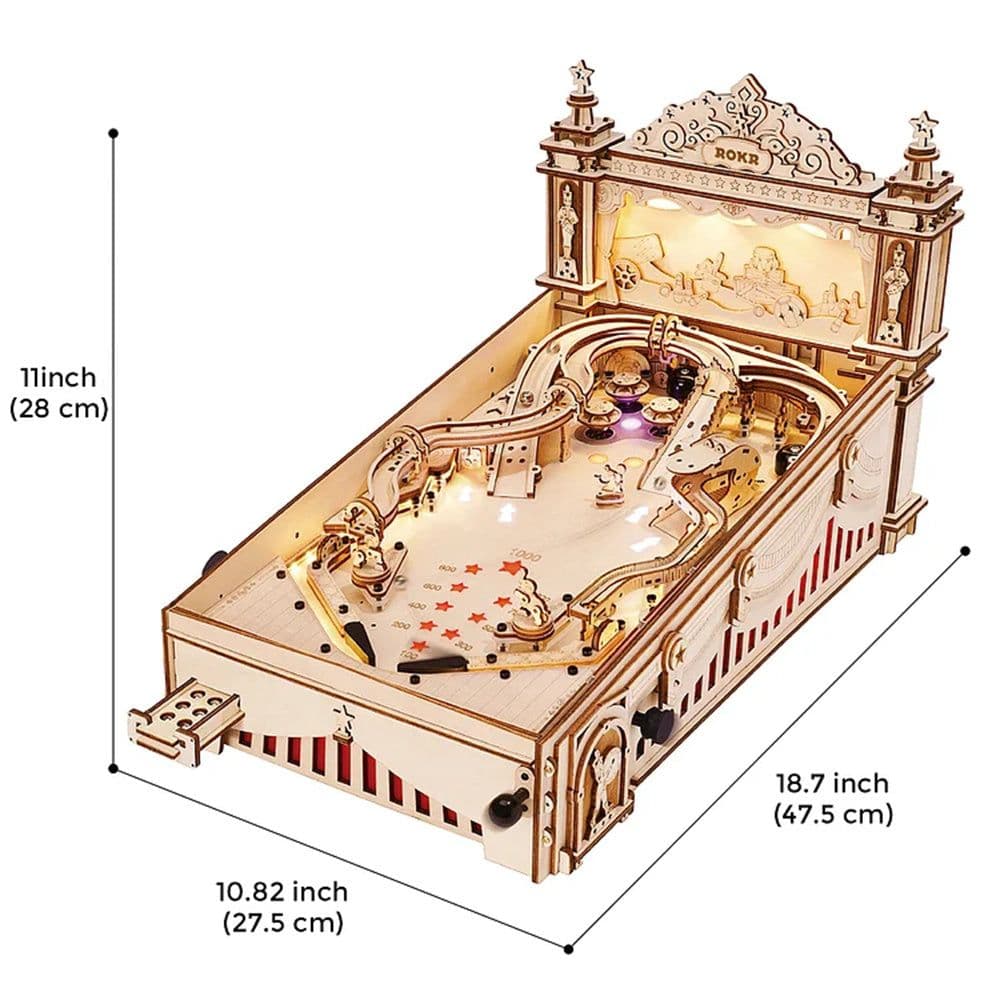 image-Robotime ROKR DIY Pinball Machine 3D Wooden Puzzle Amusing Table Game EG01