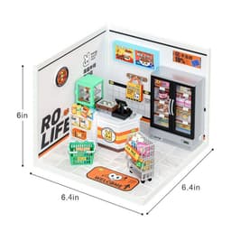 image-Robotime Rolife Super Creator Daily Plastic DIY Miniature House Cafe Energy Supply Store Building Block Sets English Version